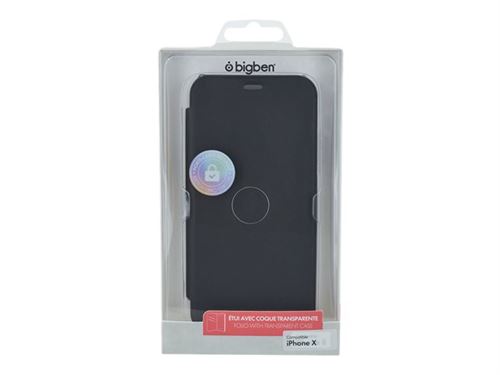 Bigben Connected folio - Protection à rabat pour téléphone portable - synthétique - noir - pour Apple iPhone X