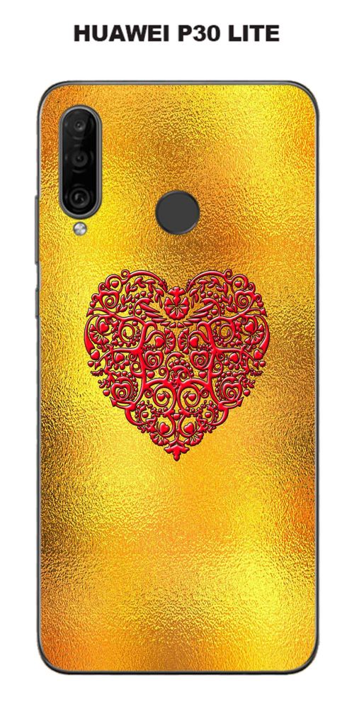 Coque Huawei P30 Lite design Fond or cur rouge
