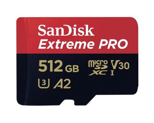 SanDisk Extreme Pro - Carte mémoire flash - 512 Go - A2 / Video Class V30 / UHS-I U3 / Class10 - microSDXC UHS-I
