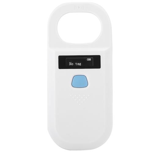 Lecteur d'Étiquettes d'Animaux Scanner de Puce Portable à Main Écran OLED Haute Luminosité - Blanc
