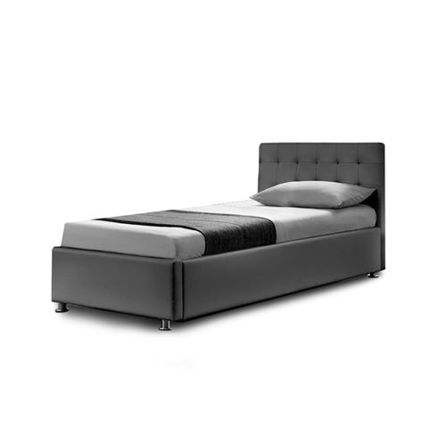 Lit complet sommier relevable + tête de lit + cadre de lit Capitole - Gris - 90x190