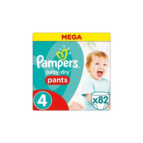 Pampers Baby Dry Pants Taille 4 - 9 A 15 Kg - 82 Couches-culottes - Mega Pack