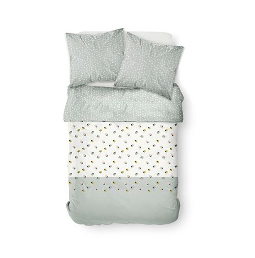 Parure de lit 2 personnes 240X260 Coton imprime blanc Graphique SUNSHINE