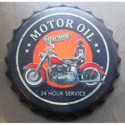 plaque capsule moto motor oil 40cm tole deco metal diner bar loft garage