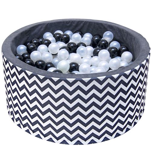 WELOX WELOX Piscine 200 balles 90x40 cm pour bébé Noir avec zigzag