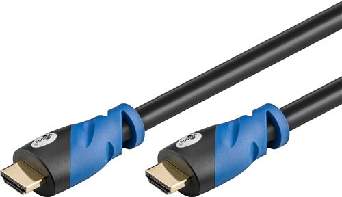 Goobay premium high speed câble hdmi haute vitesse avec ethernet 4 k, ultra full hd, 3d, connecteurs plaqués or noir