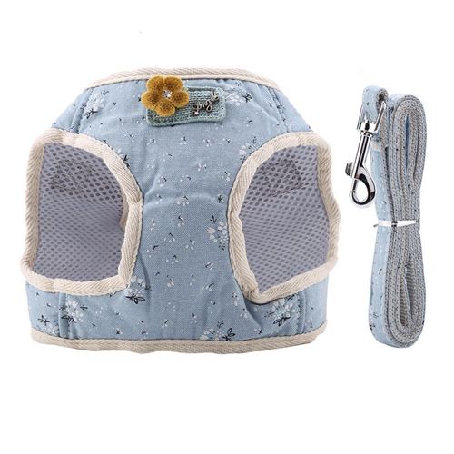 Comparer les prix de Corde de traction Coton mélangé respirant animal chat chien gilet sangle de poitrine (bleu M)