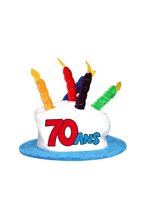 Chapeau Anniversaire âge 70 Ans Avec Bougies - Multicolores