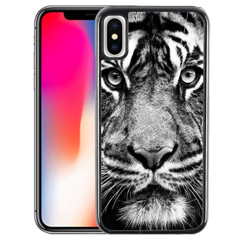 Coque pour iPhone XS tigre noir et blanc