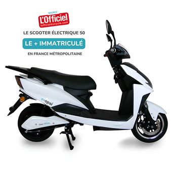 e-opai - blanc - scooter électrique 50cc easy-Watts - 2 400 Watts - 72V 20Ah - 45 à 65 km d'autonomie - 1