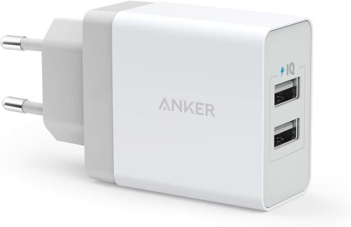 Anker 2-Port USB Charger - Netspanningsadapter - 24 Watt - 2.4 A - 2 uitgangsaansluitingen (USB) - wit