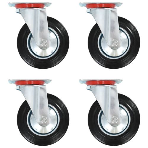 vidaXL 16x Roulettes Pivotantes Roues Fixes pour Chariot Roulant Etabli Panier d'Achat Etagère à Livre Tables de Travail Capacité de 70 kg 100 mm