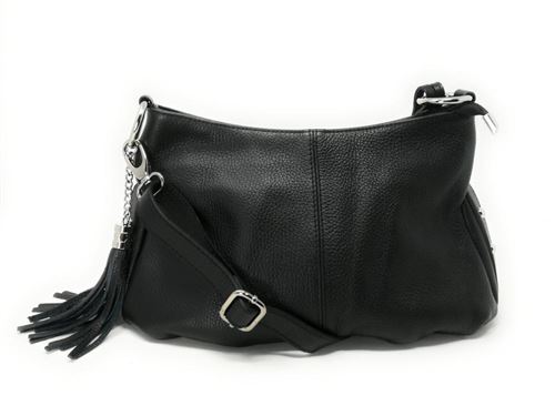 OH MY BAG Sac porté épaule Cuir porté épaule main bandoulière et de travers Femmes en véritable cuir fabriqué en Italie - modèle LOBE Noir