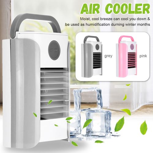 Mini Ventilateur de Climatiseur portatif Refroidisseur D'air avec Haut-parleur Bluetooth Radio Gris