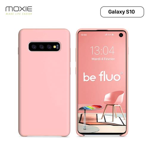 Coque Galaxy S10 Moxie BeFluo® Coque Silicone Liquide Fine et Légère, Anti-chocs et Anti-rayures - Rose Clair