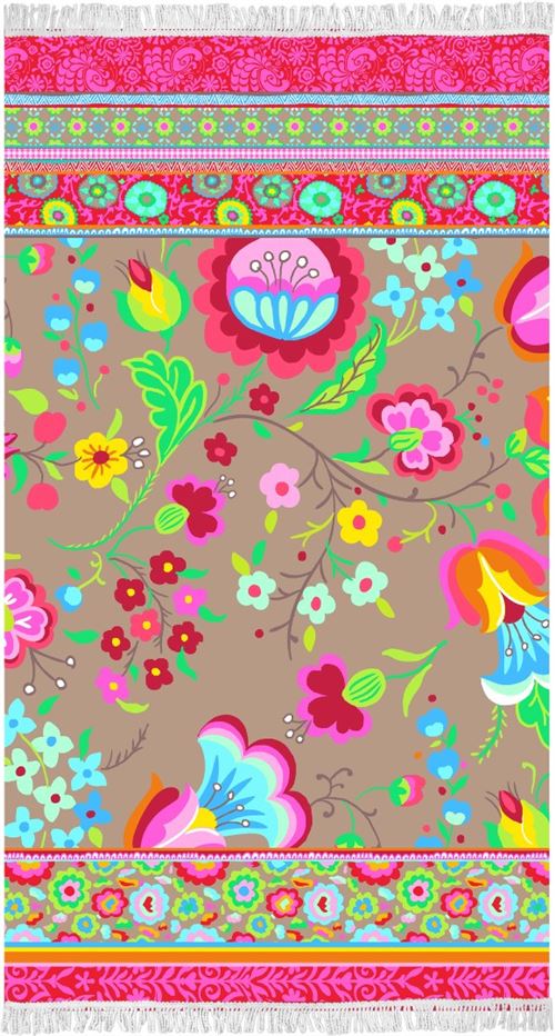 Happiness serviette de plage Kalocsai 100 x 180 cm velours