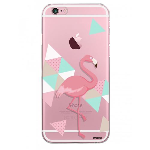 Coque pour iPhone 6/6S rigide transparente Flamant Rose Graphique Dessin [Evetane®]