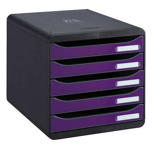 Module de classement Exacompta Big Box Plus 5 tiroirs violet glossy