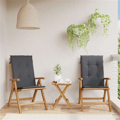 Non Communiqué Gris Lot De 2 Chaise Vidaxl En Teck Pliable Exterieur H. 104 Cm