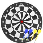 Set cible et fléchettes - Papier enroulé - 4 fléchettes - Diametre 25 cm