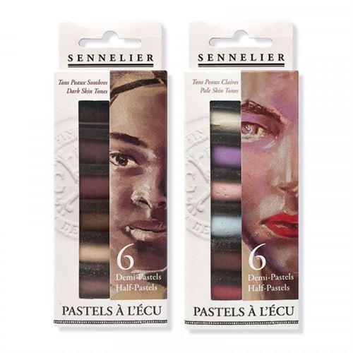 2 étuis de 6 demi pastels à l'écu Sennelier portrait peaux claires peaux foncés