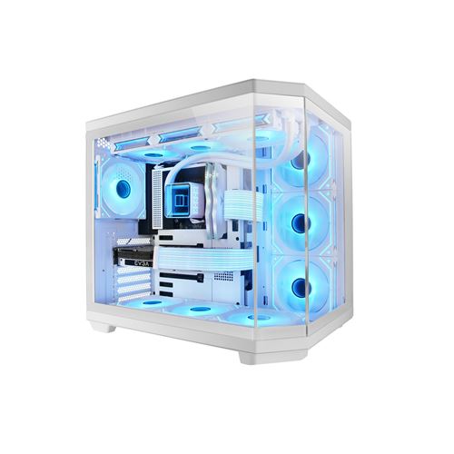 Mars Gaming MC-3TCORE, Caja Gaming Custom ATX, Triple Ventana Cristal Templado Extraíble, Cámara Dual, Semitorre Compatible con Placas Base de Conector Inverso, Soporte Refrigeración Líquida, Caja PC