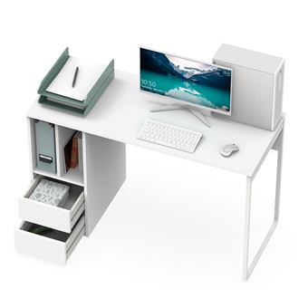 Bureau professionnel droit 140x80 cm coloris blanc et violine