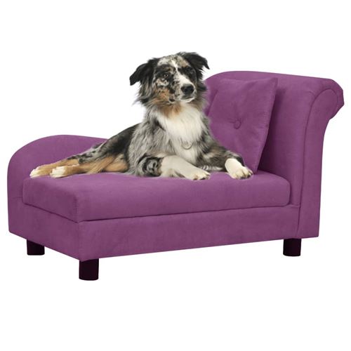 Vidaxl Canap¿¿ Pour Chien Avec Oreiller Bordeaux 83x44x44 Cm Peluche
