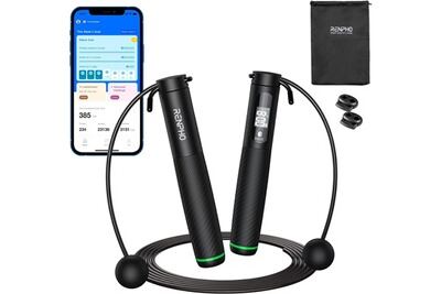 Corde à Sauter Intelligente Fitdays Avec Compteur - App Connectée, 3 Modes - Réglable, Poignée Lestée LCD