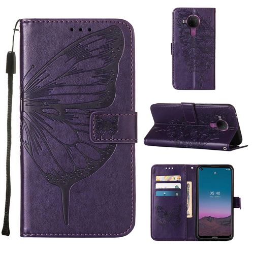 MPFRANCE Housse pour Nokia 5.4 Violet Intense [Papillon V3]