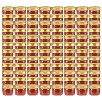 Pot bébé vidaXL 24 pcs Pots à confiture avec couvercles dorés Verre 110 ml