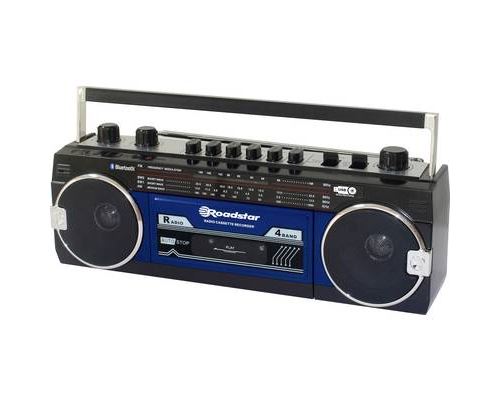 Lecteur de cassettes portable Roadstar RCR-3025EBT/BL touche sensitive, fonction enregistrement, avec microphone bleu, noir
