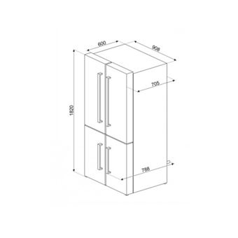 RÉFRIGÉRATEUR 4 PORTES / FROID BRASSÉ / 3 CIRCUITS DE REFROIDISSEMENT / AFFICHEUR LED / ZONE EXTRA FRESH / ECLAIRAGE INTERNE LED / FONCTION VACANCES / 541 L / INOX ANTI TRACES