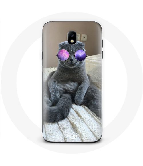 Coque Samsung Galaxy J3 2017 Chat avec Lunettes de vue violettes Maniacase