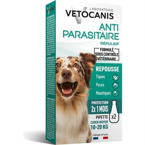 Comparer les prix de Pipettes préventives antiparasitaires VETOCANIS 2 Pour Chiens Moyens