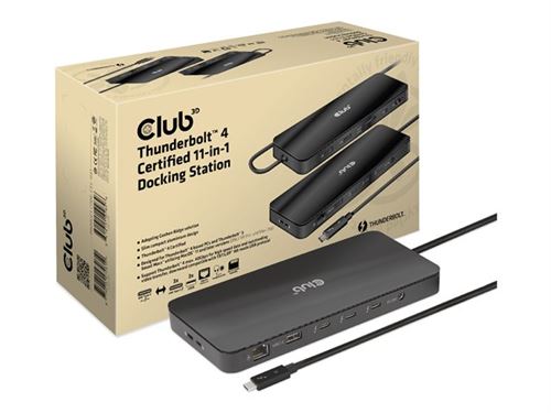 Club 3D - Station d'accueil - USB-C / Thunderbolt 3 / Thunderbolt 4 - 3 x Thunderbolt 4 - GigE - 140 Watt
