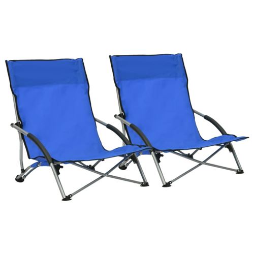 vidaXL - Lot de 2 Chaises de Plage Pliables - Bleu - Image 3