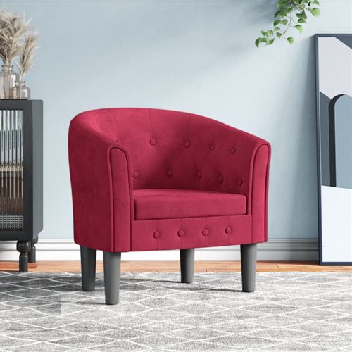 Non Communiqué Rouge Fauteuil Bordeaux Velours