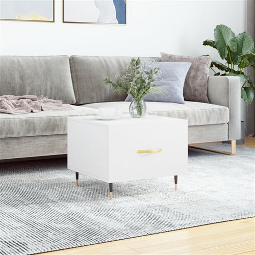 vidaXL - Table basse - 50x50x40 cm - Blanc - Image 2