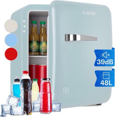 Klarstein r&eacute;frig&eacute;rateur cube r&eacute;tro audrey mini 48l minibar 2 &eacute;tages frigo bleu pastel 