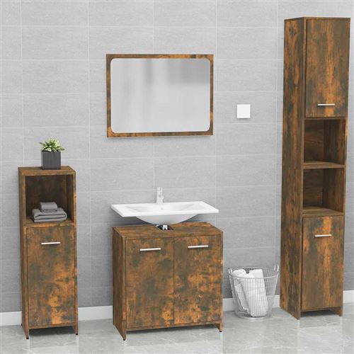 vidaXL Meubles de salle de bain Chêne fumé Bois d'ingénierie815528