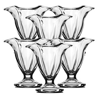 Lot De 6 Coupes à Glace Publicitaires Gervais En Verre - Transparent - Parfait Pour Les Desserts