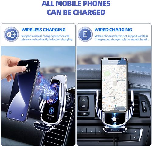 Support Telephone Voiture Chargeur Sans Fil Magnétique Universel FONGWAN  Pince de Détection Automatique pour Sortie d'air - Bleu - Accessoire  téléphonie pour voiture à la Fnac