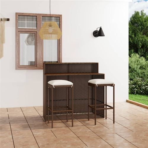 Vidaxl Marron Ensemble De Bar De Jardin 3 Pcs - Image 2