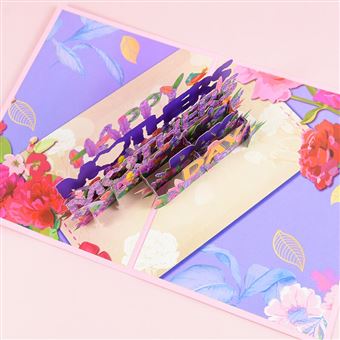 3D Pop up carte de vœux fête des mères FONGWAN bouquet de vacances