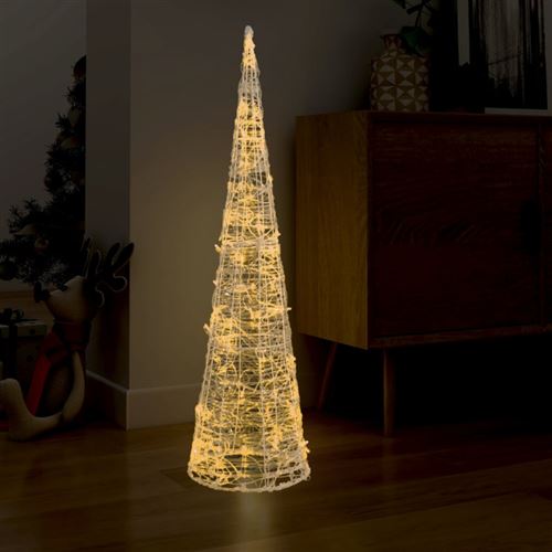 vidaXL Cône lumineux décoratif pyramide Acrylique Blanc chaud 120 cm