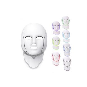 Masque facial beauté blanc 7 couleur led photon visage cou l'acné pores anti-âge luminothérapie pour le rajeunissement de la peau - 1