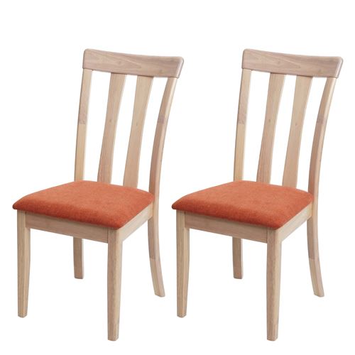 2x chaise de salle à manger MENDLER HWC-G46 tissu/textile bois massif cadre naturel orange