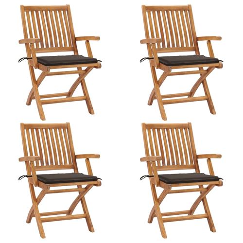 Non Communiqué Vidaxl Chaises Pliables De Jardin Avec Coussins 4 Pcs Teck Solide