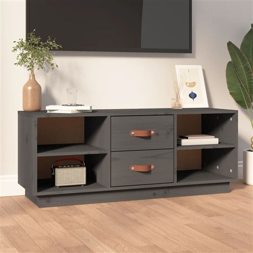 Non Communiqué Gris Vidaxl Meuble Tv 100X34x40 Cm Bois De Pin Massif818227